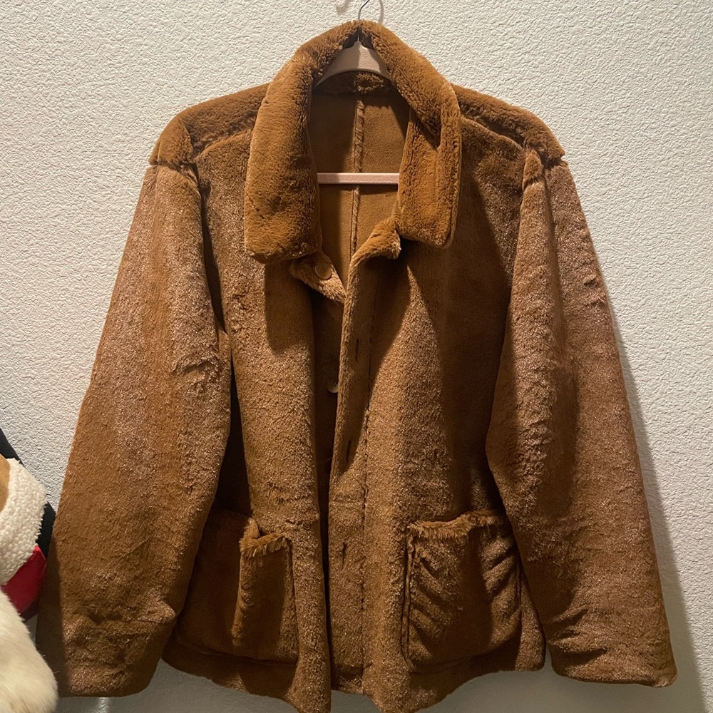 BROWN FAUX FUR JACKET